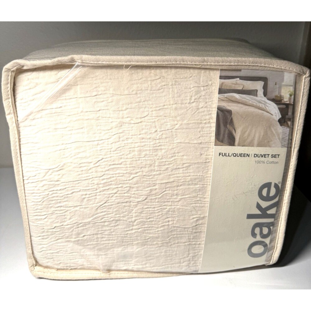 Oake Layered Horizons 3 Pc  Full / Queen Natural Cotton Duvet Set - MSRP $250